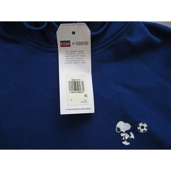 New W/ Tag 2020 Levi's x Peanuts Relaxed Snoopy Blue Pullover Hoodie Size S - Picture 8 of 9